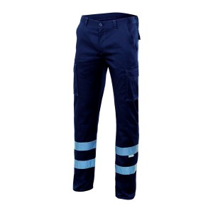 CALÇA MULTIBOLSOS C/ FITA REFL 103014S AZUL ESCURO